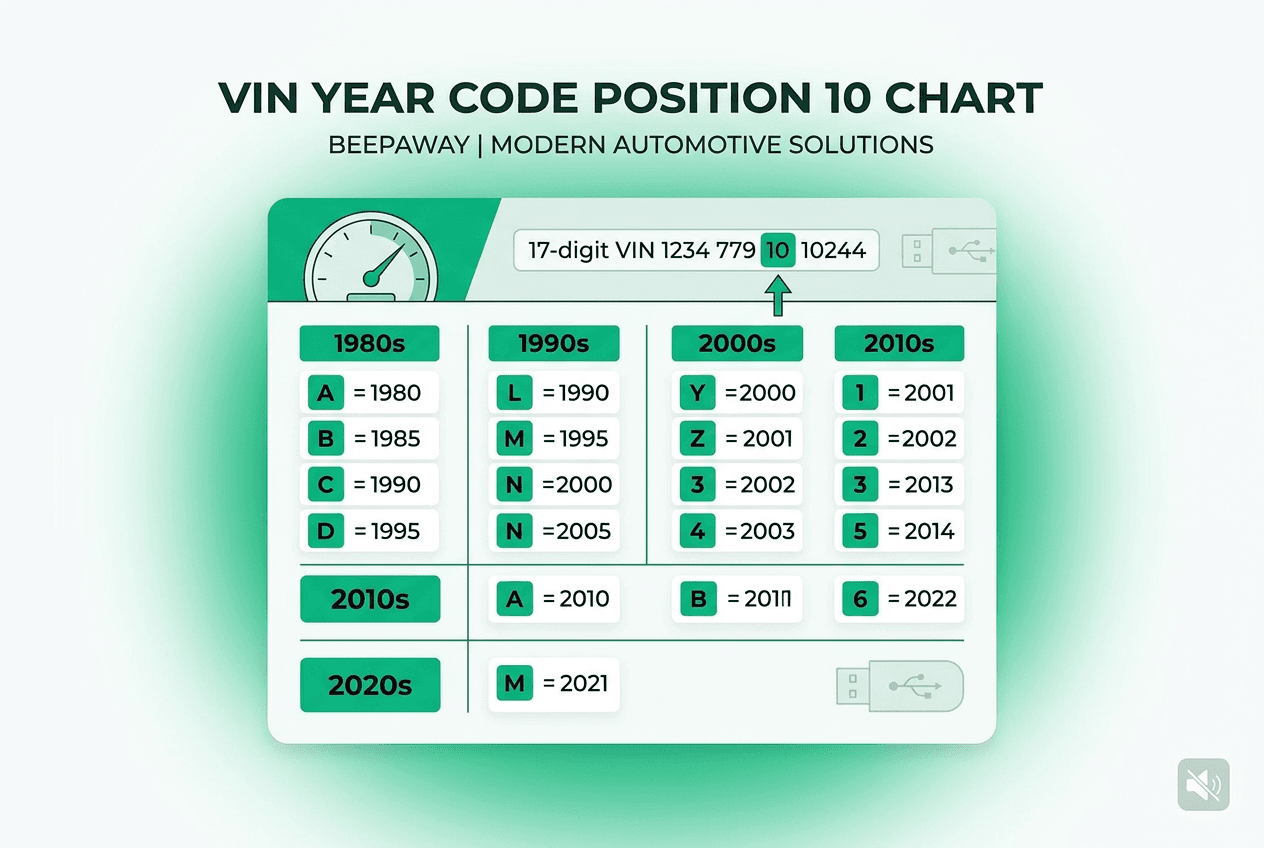 VIN model year codes at position 10 reference chart VIN model year codes at position 10 reference chart